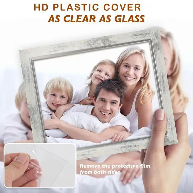 Alt view image 4 of 7 - 5x7 Picture Frames Set of 4,Rustic Retro Photo Frame(Mix Color) | HD Plastic Cover,Wall Mount and Tabletop Display,Family Friends Wedding Gift,4x6 with Mat or 5x7 Without Mat