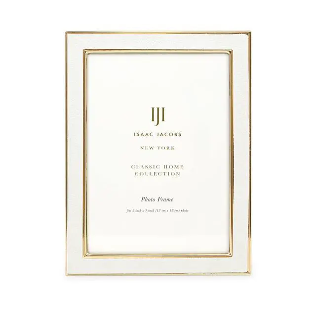 Alt view image 2 of 5 - 5x7 White Leather w/Gold Metal Picture Frame with Easel | Vertical & Horizontal Picture Frame, Suede Border w/Black Fabric Easel, Wall-Mountable, Made For Tabletop, Photo Gallery
