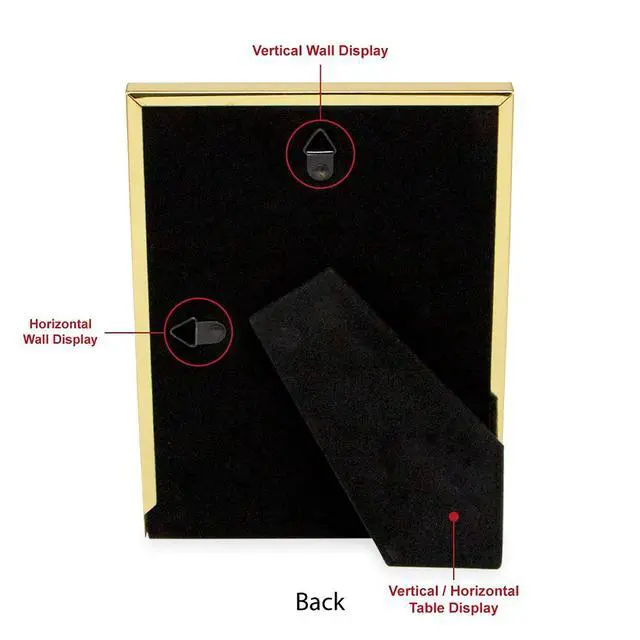 Alt view image 3 of 5 - 5x7 White Leather w/Gold Metal Picture Frame with Easel | Vertical & Horizontal Picture Frame, Suede Border w/Black Fabric Easel, Wall-Mountable, Made For Tabletop, Photo Gallery