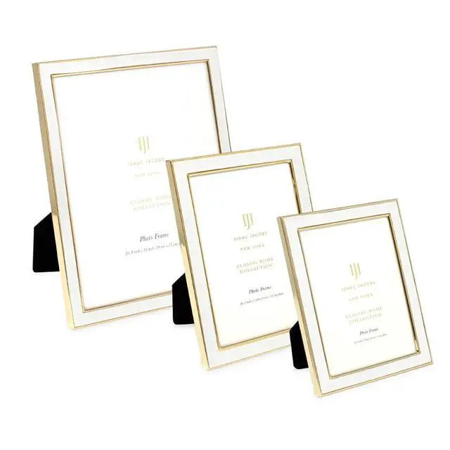 Alt view image 5 of 5 - 5x7 White Leather w/Gold Metal Picture Frame with Easel | Vertical & Horizontal Picture Frame, Suede Border w/Black Fabric Easel, Wall-Mountable, Made For Tabletop, Photo Gallery