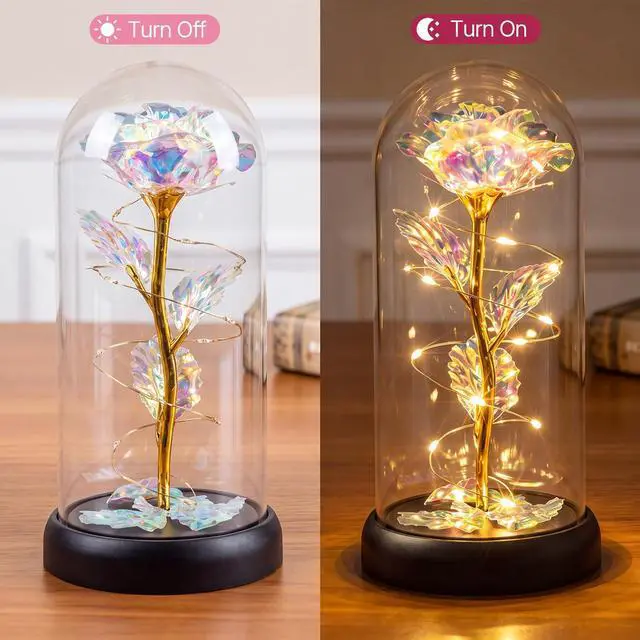 Alt view image 2 of 7 - Christmas Rose Flower Gifts for Women, Mom Gifts for Christmas Valentines Mothers Day Birthday, Preserved Forever Glass Roses Flowers Gifts for Grandma Girlfriend Wife Sister Her (Colorful)