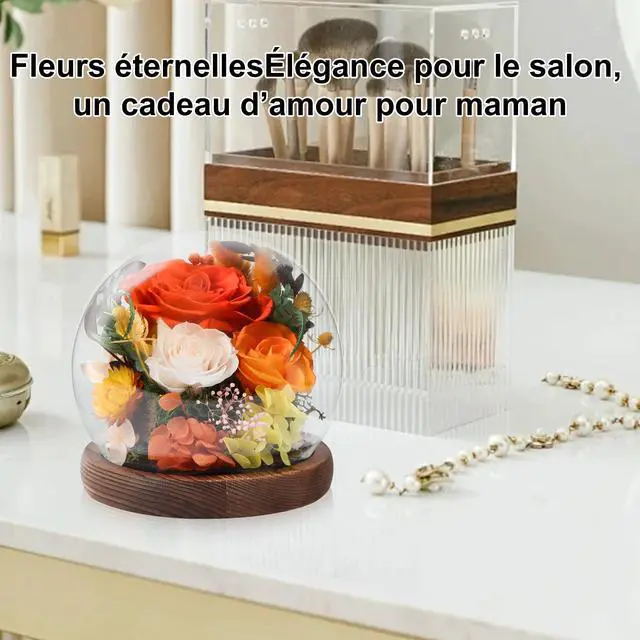 Alt view image 6 of 7 - Flowers for Delivery, Birthday Gifts for Women Grandma | Preserved Rose in Glass Dome Mother Days Valentines Anniversary for Girlfriend Wife Her(Terracotta)