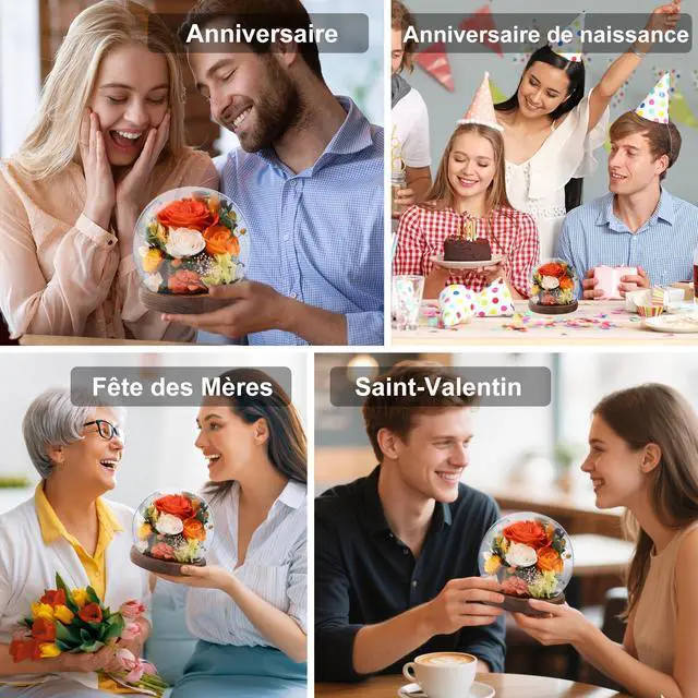 Alt view image 7 of 7 - Flowers for Delivery, Birthday Gifts for Women Grandma | Preserved Rose in Glass Dome Mother Days Valentines Anniversary for Girlfriend Wife Her(Terracotta)