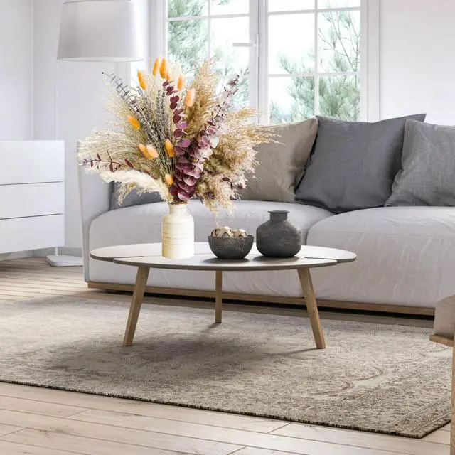 Alt view image 5 of 6 - Fall Dried Flower Bouquet with Pampas Grass, Orange Bunny Tails, Lavender & Red Eucalyptus Boho Fall Decor for Home, Vase, Porch & thanksgiving Autumn Floral Arrangements for Fall Decorations Indoor