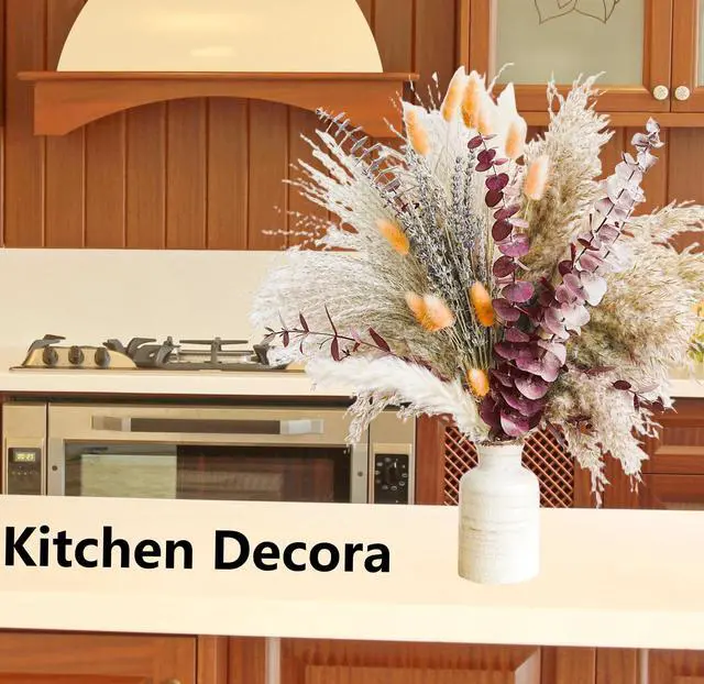Alt view image 6 of 6 - Fall Dried Flower Bouquet with Pampas Grass, Orange Bunny Tails, Lavender & Red Eucalyptus Boho Fall Decor for Home, Vase, Porch & thanksgiving Autumn Floral Arrangements for Fall Decorations Indoor