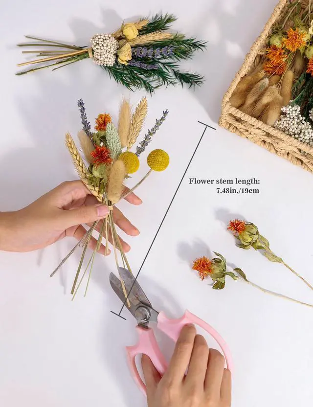 Alt view image 3 of 7 - DIY Natural Dried Flower Set, Bulk Dried Flowers for Vase, Dried Flowers with Stems, Dried Roses, Mini Dried Flower Bouquets.(Brown)