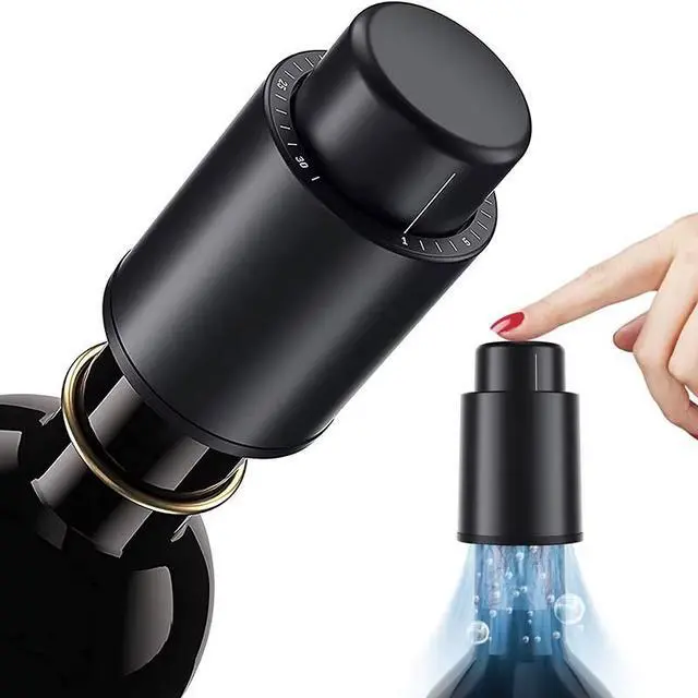 Alt view image 6 of 7 - Sealed Storage Vacuum Memory Wine Stopper Push St Vacuum Wine Bottle Cap Stopper