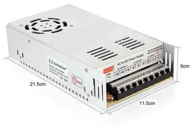 Alt view image 2 of 6 - 12V 30A Switching Power Supply, 110-240 Volt AC to DC 360W Universal Regulated Switching Transformer Adapter Driver for 3D Printer, CCTV, Radio, LED Strip Lights,Computer Project
