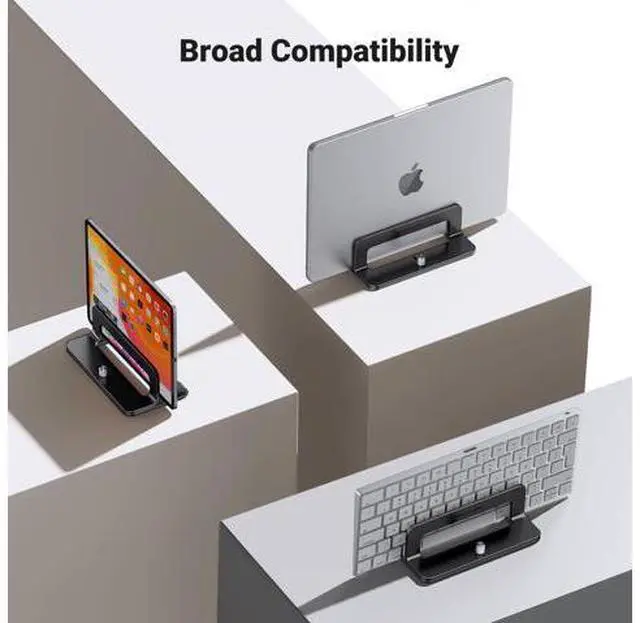Alt view image 6 of 7 - UGREEN Vertical Laptop Stand Holder for Desk Compatible with MacBook Pro, MacBook Air Stand Vertical Aluminum Adjustable for Up to 17.3 Inch Gaming Laptop, Black