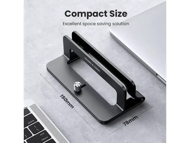 Alt view image 7 of 7 - UGREEN Vertical Laptop Stand Holder for Desk Compatible with MacBook Pro, MacBook Air Stand Vertical Aluminum Adjustable for Up to 17.3 Inch Gaming Laptop, Black
