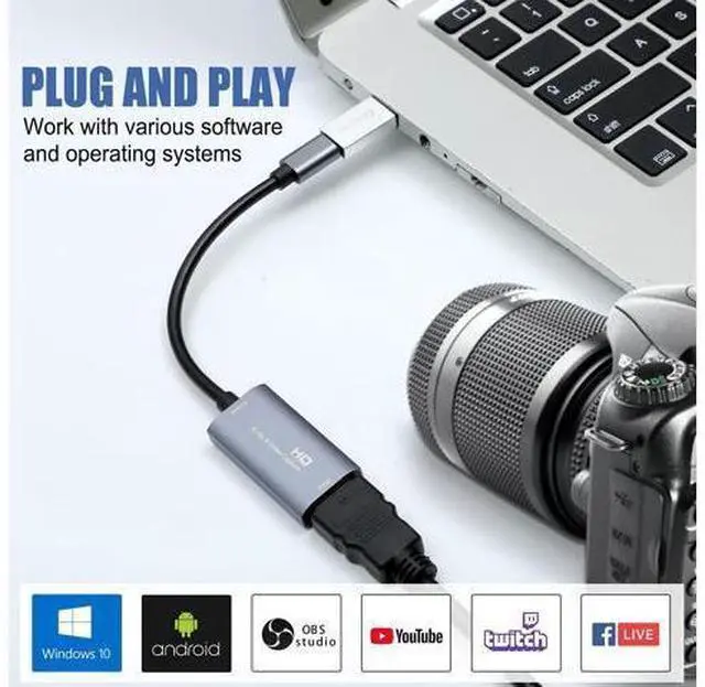 Alt view image 3 of 7 - Video Capture Card, 4K USB3.0 HDMI to USB C Capture Card for Streaming, 1080P 60FPS, Compatible with iPad Mac OS Windows, Quest 3, OBS, PS5/4, Switch2/1, Xbox, Camera (Silver)