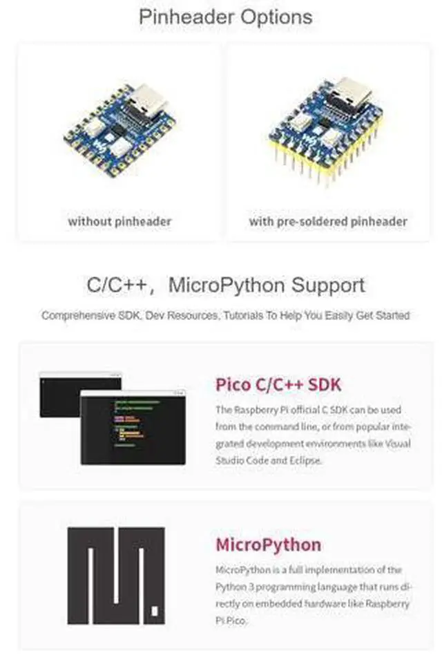 Alt view image 3 of 7 - RP2040-Zero High-Performance Pico-Like MCU Board Based On Raspberry Pi Microcontroller RP2040 Castellated Module Allows Soldering Direct to Carrier Boards-3pcs