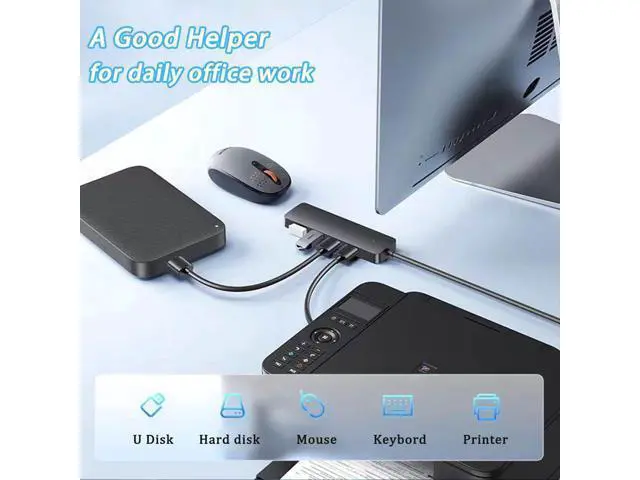 Alt view image 5 of 7 - USB 3.0 Hub, 4-Port USB Hub USB Splitter USB Expander for Laptop, Xbox, Flash Drive, HDD, Console, Printer, Camera,Keyborad, Mouse(Not for Charging)