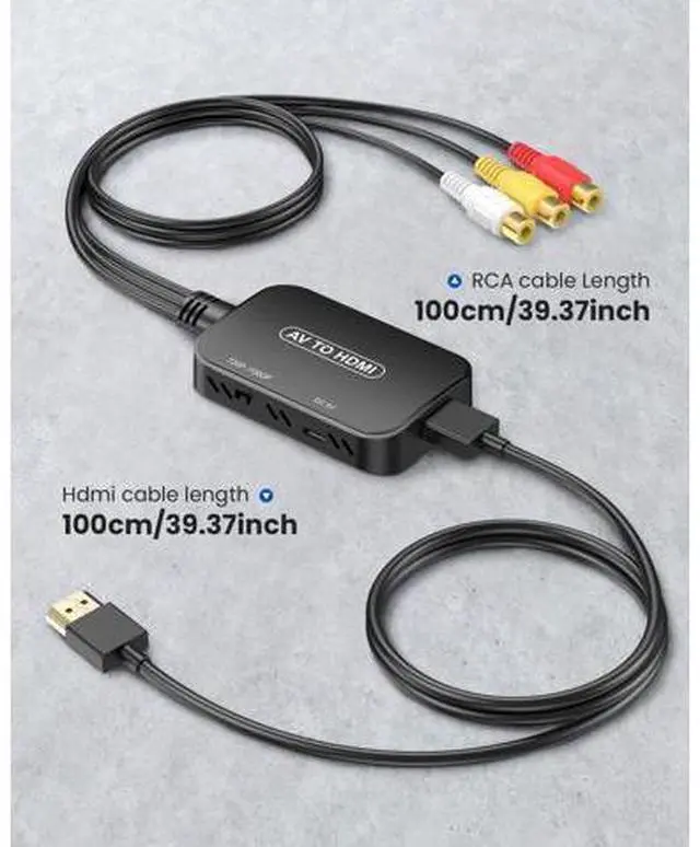Alt view image 6 of 6 - RCA to HDMI Adapter,AV Converter,RCA Female to HDMI Converter Composite Audio Video Converter for PS1, PS2, PS3, STB, Xbox, VHS, VCR,Black-Ray DVD Players(Cable Included)