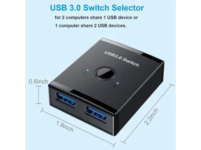 Alt view image 5 of 7 - Vszerda USB 3.0 Switch, Bi-Directional USB Switch 2 in 1 Out / 1 in 2 Out, USB Switcher 2 Computers Share Keyboard Mouse Scanner Printer, USB KVM Switch Compatible with Mac/Windows/Linux