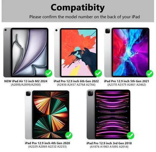 Alt view image 2 of 5 - Compatible for iPad Air 13 inch Case Keyboard for iPad Pro 12.9 inch Case with Keyboard Slim Smart for iPad Keyboard Compatible with iPad Pro 6th/5th/4th/3rd Wireless Detachable Pencil Holder Black
