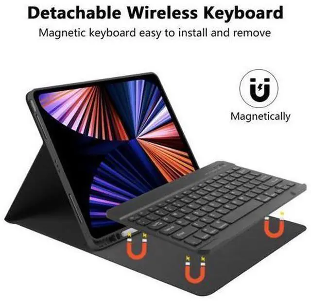 Alt view image 5 of 5 - Compatible for iPad Air 13 inch Case Keyboard for iPad Pro 12.9 inch Case with Keyboard Slim Smart for iPad Keyboard Compatible with iPad Pro 6th/5th/4th/3rd Wireless Detachable Pencil Holder Black
