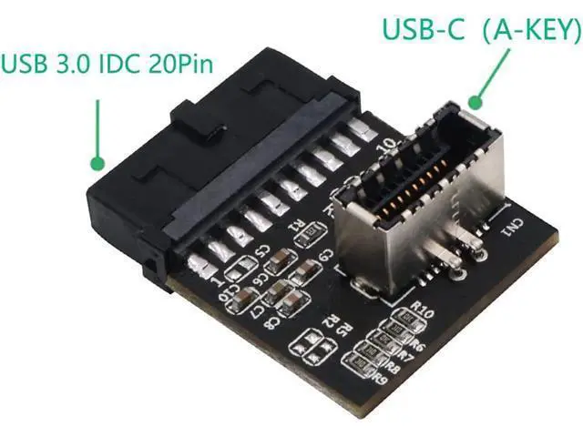 Alt view image 3 of 5 - USB 3.0 (3.1 Gen 2) Internal IDC 20 Pin Motherboard Header to Type E A-Key USB 3.1 20Pin Female Header Converter for Type C Panel Mount Adapter