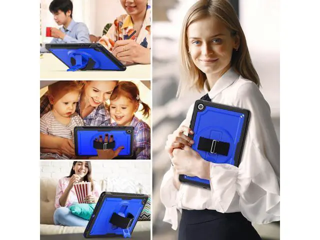 Alt view image 2 of 7 - Case for Galaxy Tab A9 Plus Case 11 Inch, Protective with Screen Protector/Rotating Stand/Hand Strap/Pen Holder, Sturdy Light Galaxy A9 Plus Tablet Case 2023 SM-X210/X216/X218, Blue