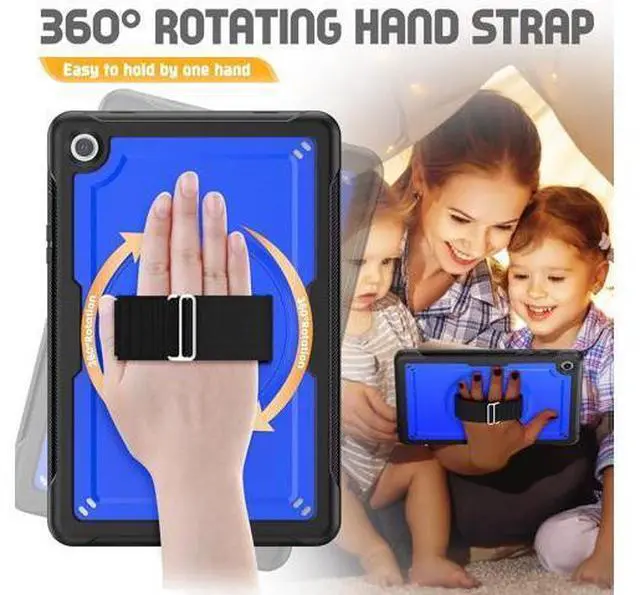 Alt view image 4 of 7 - Case for Galaxy Tab A9 Plus Case 11 Inch, Protective with Screen Protector/Rotating Stand/Hand Strap/Pen Holder, Sturdy Light Galaxy A9 Plus Tablet Case 2023 SM-X210/X216/X218, Blue