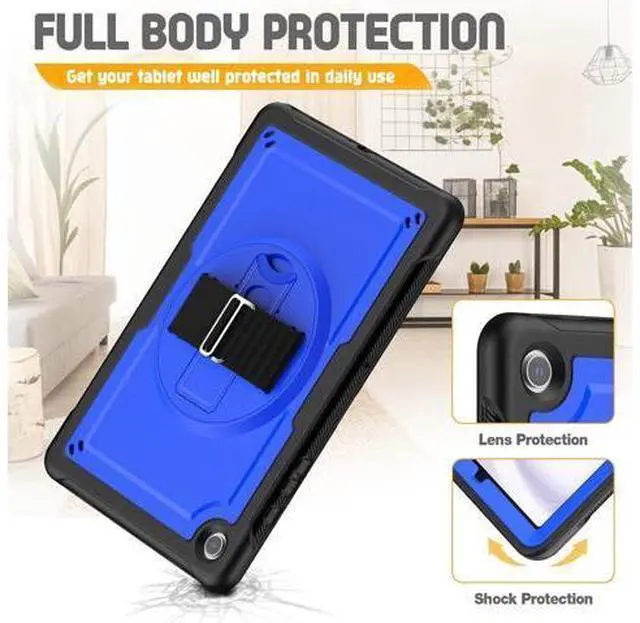 Alt view image 6 of 7 - Case for Galaxy Tab A9 Plus Case 11 Inch, Protective with Screen Protector/Rotating Stand/Hand Strap/Pen Holder, Sturdy Light Galaxy A9 Plus Tablet Case 2023 SM-X210/X216/X218, Blue