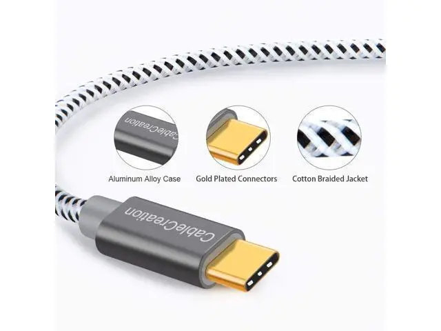 Alt view image 3 of 7 - USB C Cable 10FT CableCreation USB A to USB C Cable Braided USB to C Cable Fast Charging Cable 3A 60W 480Mbps Data Compatible with MacBook Air Chromebook Pixel Galaxy S21 S20 S10, etc 3M Space Gray