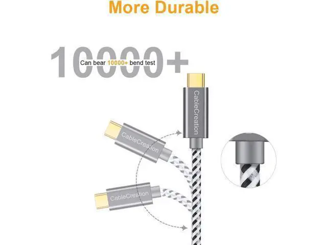 Alt view image 6 of 7 - USB C Cable 10FT CableCreation USB A to USB C Cable Braided USB to C Cable Fast Charging Cable 3A 60W 480Mbps Data Compatible with MacBook Air Chromebook Pixel Galaxy S21 S20 S10, etc 3M Space Gray