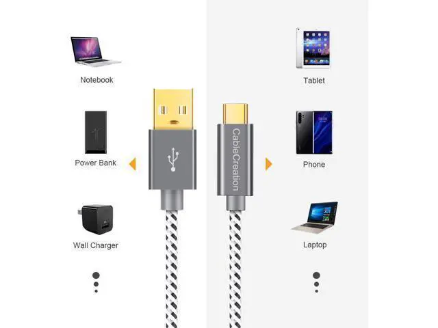 Alt view image 7 of 7 - USB Type C Cable 4 Ft, CableCreation USB 2.0 A to C Cable Fast Charging Cable 3A 480Mbps Data, USB C Cable Cord Compatible with MacBook Air Chromebook Pixel Galaxy S21 S20 S10, Gray 1.2m