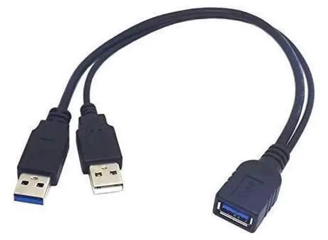 Main image of USB 3.0 Female to Dual USB Male Extra Power Data Y Extension Cable for 2.5" Mobile Hard Disk Black Color