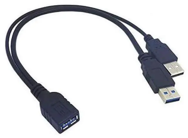 Alt view image 2 of 6 - USB 3.0 Female to Dual USB Male Extra Power Data Y Extension Cable for 2.5" Mobile Hard Disk Black Color