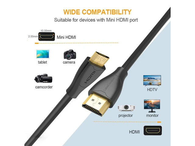 Alt view image 3 of 7 - Mini HDMI to HDMI Cable, 4K HDMI to mini HDMI 2.0 Bidirectional High Speed Adapter, for Graphics Card,HDTV,Tablet,Camera,Sony HDR-XR50,Nikon Z6 Canon EOS RP/EOS R/EOS 7D Mark II/XA40,Nvidia?Shield,6ft