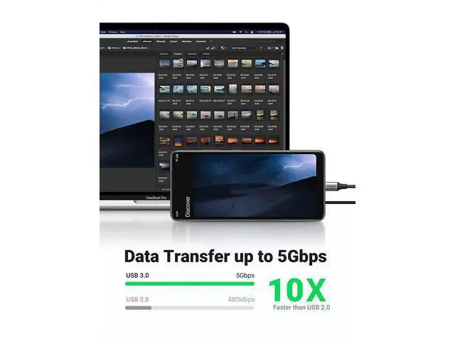 Alt view image 3 of 7 - USB C Cable 3.0 Fast Charging - USB A to USB C Cable 5Gbps Fast Data Transfer Nylon Braided Type C Charger Cord Compatible with Galaxy S21 S20 Note 20 LG V30 G6 iPad Mini 6 PS5 Switch 6FT