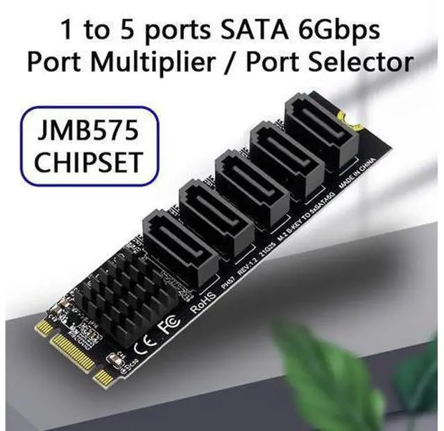 Main image of 2280 M.2 NGFF Key B+M SATA to SATA 3.0 6Gbps 5 Ports Adapter Converter Port Multiplier Selector JMB575