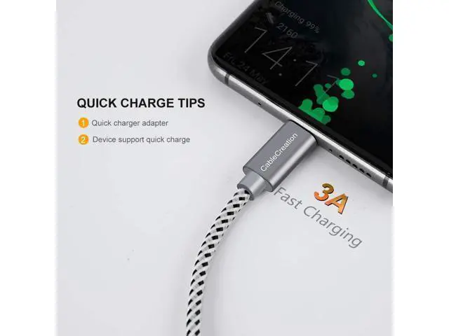 Alt view image 3 of 7 - USB C Cable Short 0.8FT CableCreation Durable USB C to USB A Short USB C Cable Fast Charging 3A 480Mbps Data USB A to USB C for iPad Pro, iPad Mini, Power Bank, S21 S20 Pixel 25cm Gray