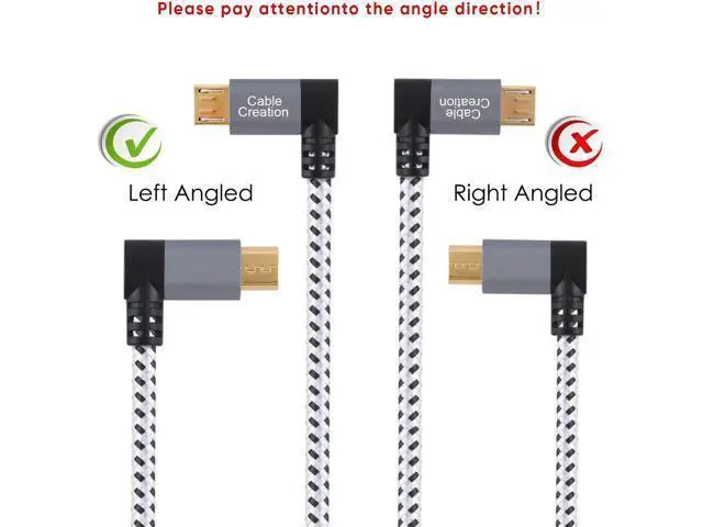 Alt view image 2 of 7 - 2 Pack Short Left Angle Micro USB 2.0 Braided Cable, 90 Degree USB 2.0 to Micro USB Charging Data Cable Compatible with PS4, Roku Streaming Stick, Aluminum Case, 0.5 FT, Space Gray