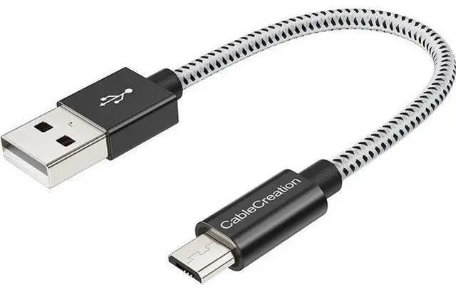 Main image of Short Micro USB Cable, USB to Micro USB 24 AWG Triple Shielded Fast Charger Cable, Compatible with TV Stick, PS4, Chromecast, Power Bank, Android Phone, 0.5FT/6 inch Black