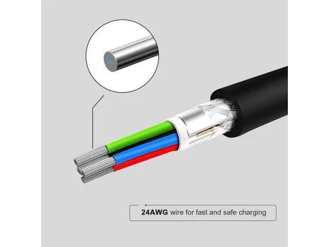 Alt view image 7 of 7 - Short Micro USB Cable, USB to Micro USB 24 AWG Triple Shielded Fast Charger Cable, Compatible with TV Stick, PS4, Chromecast, Power Bank, Android Phone, 0.5FT/6 inch Black