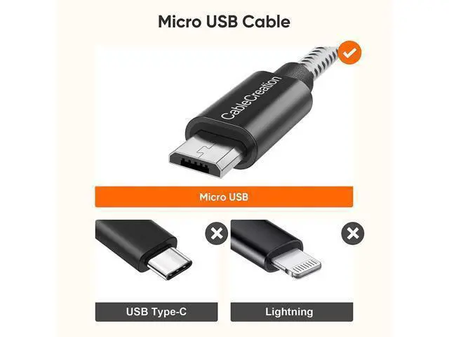 Alt view image 2 of 7 - Short Micro USB Cable, USB to Micro USB 24 AWG Triple Shielded Fast Charger Cable, Compatible with TV Stick, PS4, Chromecast, Power Bank, Android Phone, 0.5FT/6 inch Black