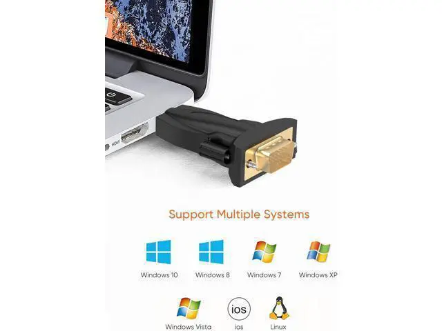 Alt view image 2 of 7 - USB to RS232 Male Adapter with PL2303 Chipset, USB to DB9 Serial Converter for Windows 11, 10, 8.1, 8, 7, Linux and Mac OS,Black