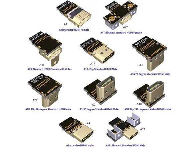Alt view image 3 of 3 - ADT-LINK Flat Slim Angled Standard HDMI 2.0 Male/Female to HDMI 2.0 Male/Female 20 pin FFC FPC Flat Ribbon Elbow Cable 2K/144hz 4K/60Hz for HDTV AV Aerial Photography A1 (25cm,A1-A3)