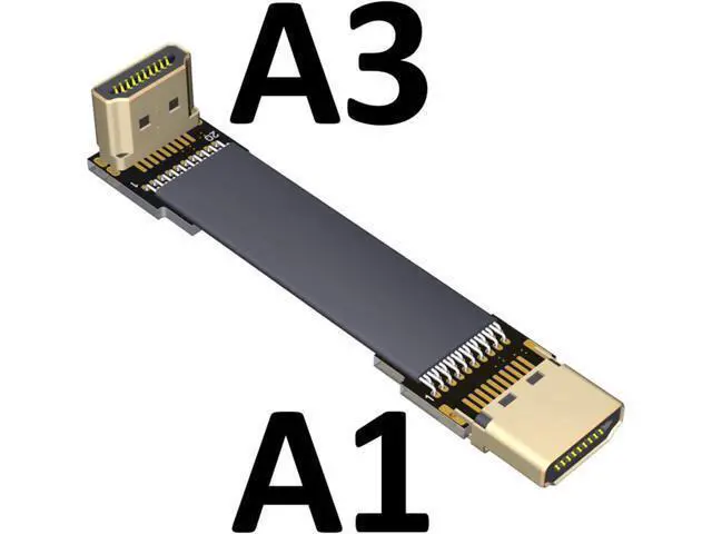Alt view image 2 of 3 - ADT-LINK Flat Slim Angled Standard HDMI 2.0 Male/Female to HDMI 2.0 Male/Female 20 pin FFC FPC Flat Ribbon Elbow Cable 2K/144hz 4K/60Hz for HDTV AV Aerial Photography A1 (25cm,A1-A3)
