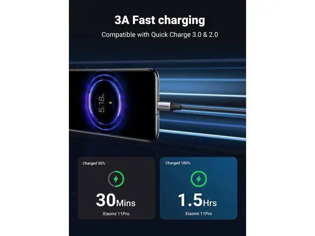 Alt view image 2 of 7 - USB C Cable 3.0 Fast Charging - USB A to USB C Cable 5Gbps Fast Data Transfer Nylon Braided Type C Charger Cord Compatible with Galaxy S21 S20 Note 20 LG V30 G6 iPad Mini 6 PS5 Switch 6FT