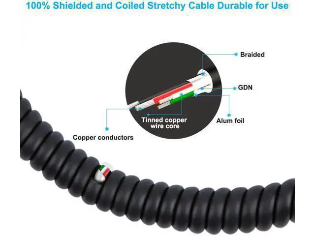 Alt view image 4 of 7 - Coiled USB C Cable 4FT CableCreation Coiled Angled USB A to USB C Cable USB to C Fast Charging Cable 3A 480Mbps Data Stretched 0.6-4 FT for Car Charger Pixel Galaxy S21 S20 Pixel 5/4/3 1.2m Black