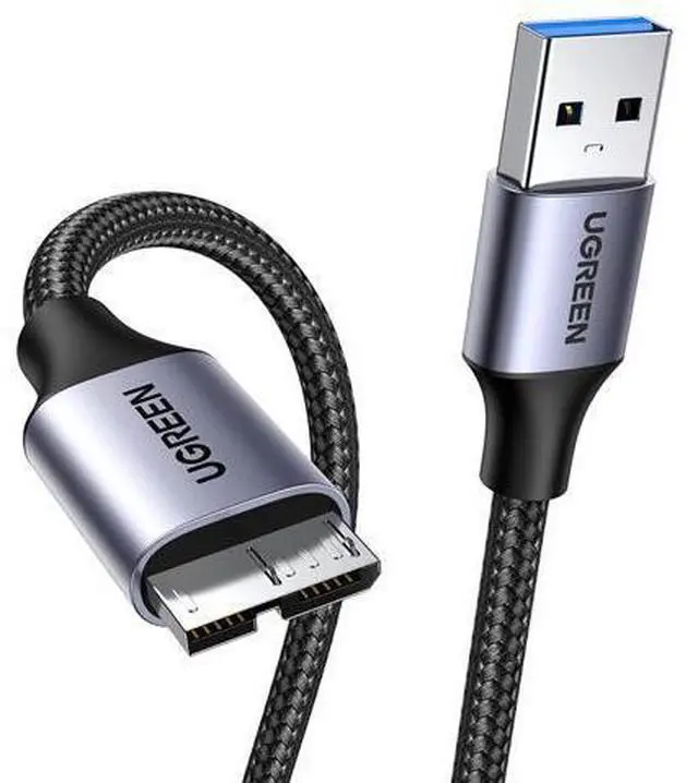 Main image of Micro USB 3.0 Cable, USB 3.0 A to Micro B Cord Nylon Braided External Hard Drive Cable Compatible with Samsung Galaxy S5, Note 3/Pro 12.2, Western Digital, Toshiba, My Passport, etc 1.5 FT