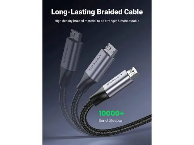 Alt view image 5 of 7 - Micro USB 3.0 Cable, USB 3.0 A to Micro B Cord Nylon Braided External Hard Drive Cable Compatible with Samsung Galaxy S5, Note 3/Pro 12.2, Western Digital, Toshiba, My Passport, etc 1.5 FT