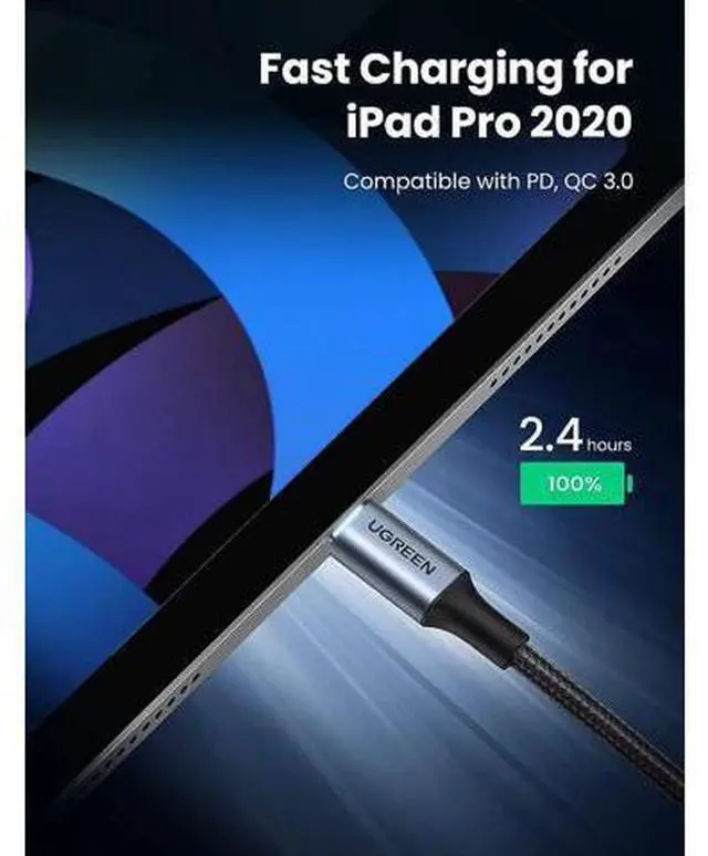 Alt view image 3 of 7 - USB C to USB C Cable 100W Fast Charge - 2Pack 6FT Type C 5A Power Delivery USB 2.0 Nylon Braided Charging Cord Compatible for MacBook Pro 2021 Dell XPS iPad Pro Samsung Galaxy S21 S20 Note 20