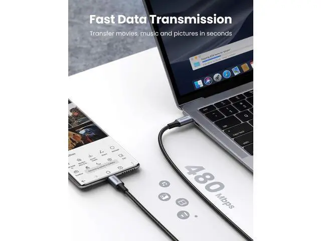 Alt view image 4 of 7 - USB C to USB C Cable 100W Fast Charge - 2Pack 6FT Type C 5A Power Delivery USB 2.0 Nylon Braided Charging Cord Compatible for MacBook Pro 2021 Dell XPS iPad Pro Samsung Galaxy S21 S20 Note 20