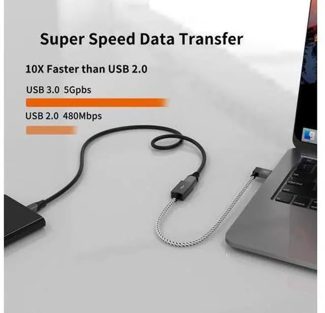 Alt view image 2 of 6 - 1 FT USB 3.0 Extension Cable, CableCreation Left Angle USB 3.0 Male to Female Extender Cord, 90 Degree USB 3.0 Adapter, for Oculus VR, Playstation, Xbox, Keyboard, Space Gray Aluminum