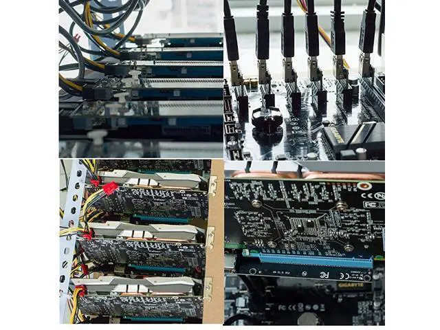 Alt view image 2 of 3 - PCIe Riser 8 Pack GPU Riser Adapter Card PCI Express 1X to 16X Extender Mining Graphics Card USB 30 Extension 6pin MOLEX to SATA Power Cable for Ethereum Bitcoin Litecoin Device