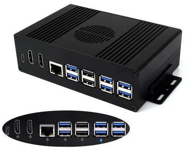 Main image of Multi-Functional All-in-One Mini-Computer Kit Compatible with Raspberry Pi 5, Pi5 PCIe Box Includes Aluminum Alloy Case, PCIe to 4-CH USB3.2 Gen1 Adapter Board, Pi5 HDMI and Type-C Adapter Board
